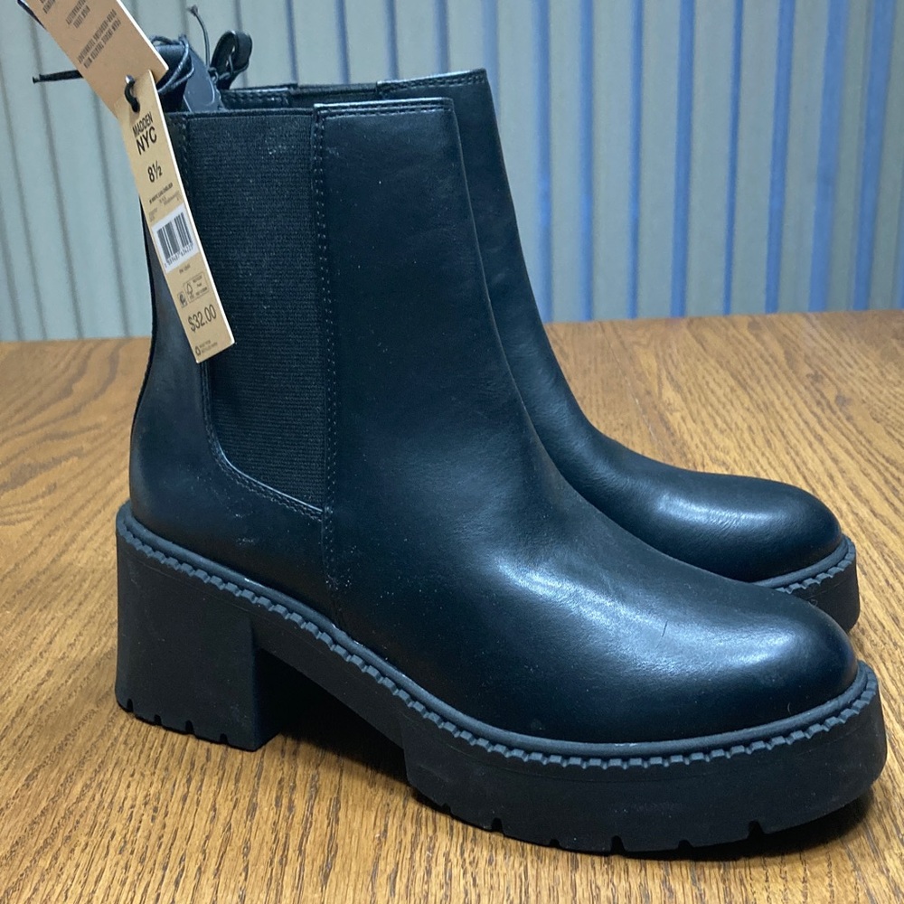Madden NYC Black Chunky Heel Ankle Boots Size 8 1/2